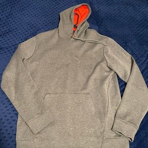 Hugo Boss Men’s Logo Athletic Hooded Sweatshirt Gray/Orange Large